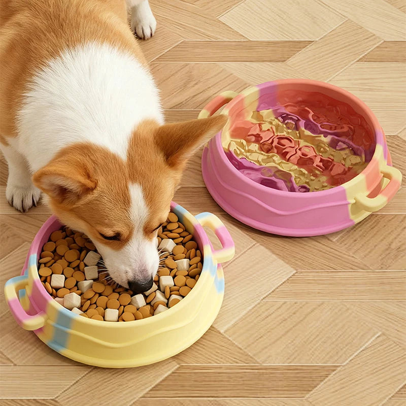 PawCalm Slow Feeder Bowl with handle
